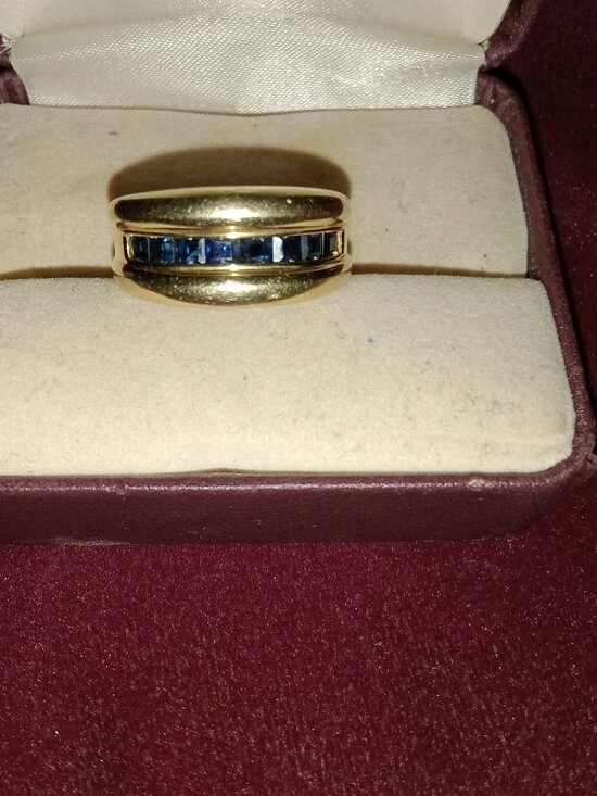 Other - 14kt Solid Gold 7.2g Blue Sapphire Men's Ring Sz 7.25